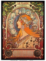 La Plume, cartaz-calendário feito por Afons Mucha