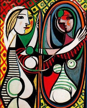 Pintura de Pablo Picasso retratando uma mulhere em frente ao espelho