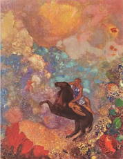 Pintura Musa sobre Pégaso, obra do pintor Odilon Redon