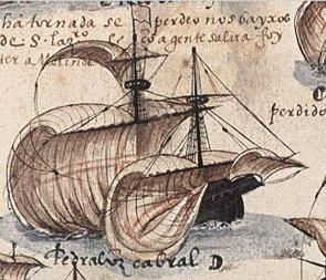 Pintura da embarca&ccedil;&atilde;o de Pedro &Aacute;lvares Cabral