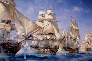 Pinturas mostrando navios brit&acirc;nicos