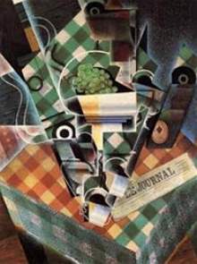 Natureza morta com toalha de mesa xadrez, obra de Juan Gris