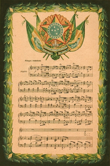 Imagem da partitura do Hino Nacional Brasileiro de 1922