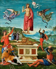 Ressureição de Cristo, obra de Rafael, Jesus subindo aos céus