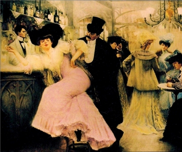 Pintura de pessoas num bar