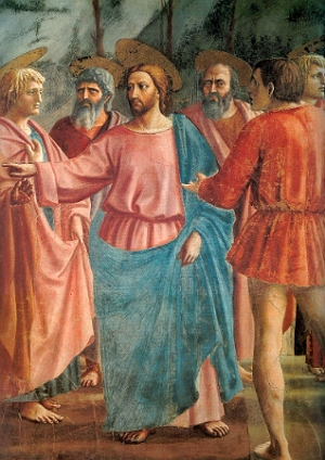 Pintura de Cristo entre os ap&oacute;stolos