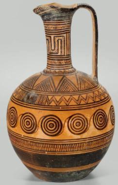 Jarro de cerâmica com pintura geomética grega
