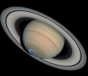 Imagem do planeta Saturno com seus an&eacute;is.