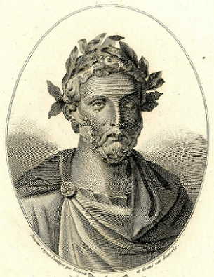 Ilustração da face do dramaturgo romano Plauto