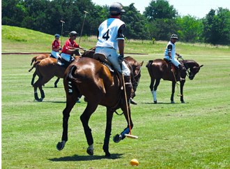 Foto de jogadores de Polo equestre em seus cavalos