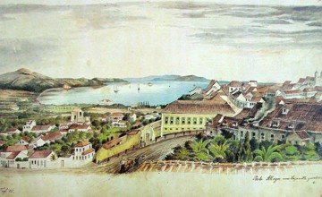 Pintura mostrando a cidade de Porto Alegre em 1852