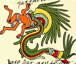 Quetzalc&oacute;atl (Serpente Emplumada), deus do vento e do ju&iacute;zo na religi&atilde;o tolteca