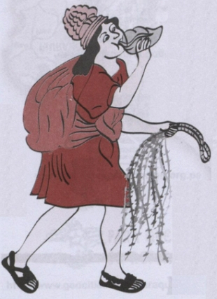Gravura mostrando um mensageiro inca com um quipo.