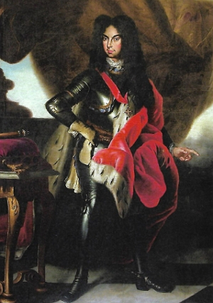 Pintura de corpo inteiro do rei Pedro II de Portugal