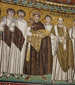 Mosaico mostrando religiosos da Idade M&eacute;dia