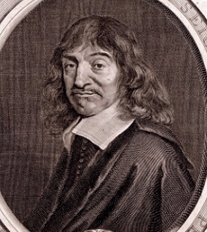 Pintura do rosto de fil&oacute;sofo Ren&eacute; Descartes