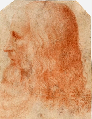 Retrato de Leonardo da Vinci de perfil