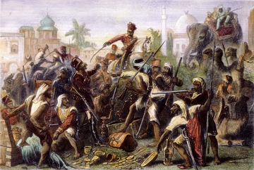 Pintura retratando a rebeli&atilde;o indiana de 1857