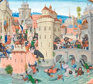 Pintura medieval mostrando uma revolta camponesa na Idade M&eacute;dia