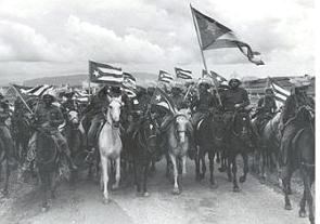 Revolucionário de Cuba, a cavalo, após o sucesso da revolução cubana