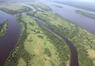 Foto a&eacute;rea do rio Congo no Zaire