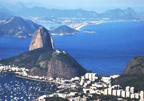 Vista aérea da região do Pão de Açúcar no Rio de Janeiro