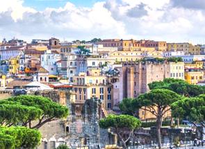 Vista de casas na cidade italiana de Roma