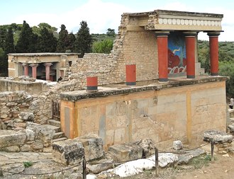 Foto das ru&iacute;nas do Pal&aacute;cio de Cnossos