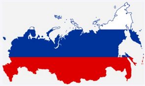 Mapa da Rússia com as cores da bandeira