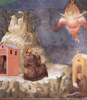 S&atilde;o Francisco recebendo os estigmas, pintura de Giotto