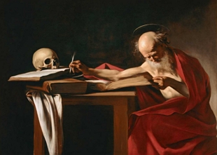 Pintura mostrando São Jerônimo escrevendo