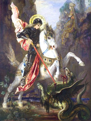Pintura mostrando S&atilde;o Jorge e o drag&atilde;o