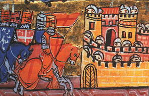 Cruzados atacando a cidade de Damasco