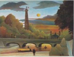Sena e Eiffel ao p&ocirc;r do Sol, obra de Henri Rousseau