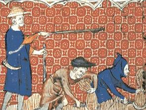Servos trabalhando sob fiscaliza&ccedil;&atilde;o no feudalismo
