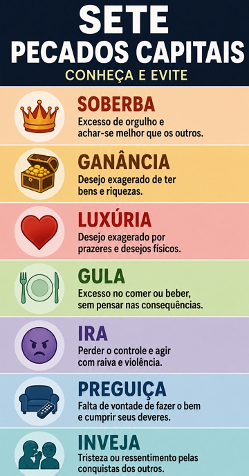 Infogr&aacute;fico com os sete pecados capitais
