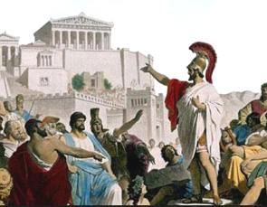 Ilustranção de uma reunião política em Atenas