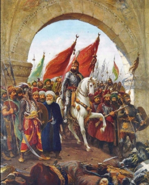 Sult&atilde;o Mehmed entrando em Constantinopla com seu ex&eacute;rcito