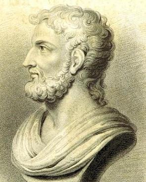 Pintura do rosto de perfil do historiador romano Tácito
