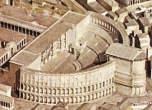 Imagem de uma maquete do teatro de Pompeu