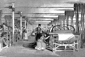 Interior de uma tecelagem inglesa, Revolu&ccedil;&atilde;o Industrial