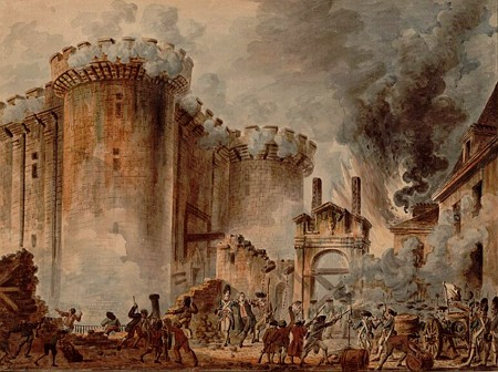 Pintura representando a Tomada da Bastilha na fase inicial da Revolu&ccedil;&atilde;o Francesa
