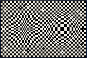 Pintura feita com v&aacute;rios quadrados pretos e brancos pequenos