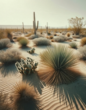 Imagem de plantas t&iacute;picas do deserto como cactos