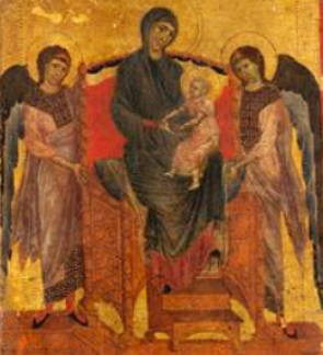 A Virgem e o Menino Entronizados com Dois Anjos obra de Cimabue