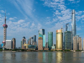 Foto de pr&eacute;dios modernos da cidade chinesa de Xangai