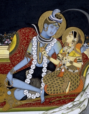 Pintura mostrando Xiva com Parvati