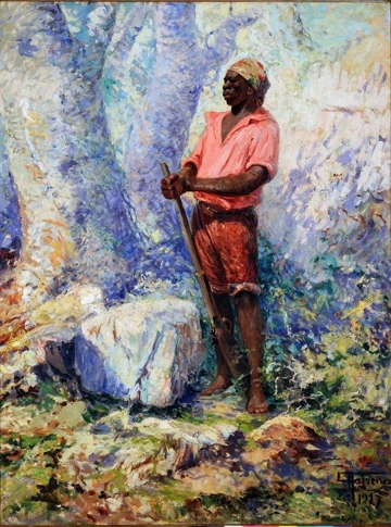 Pintura mostrando Zumbi dos Palmares, l&iacute;der quilombola